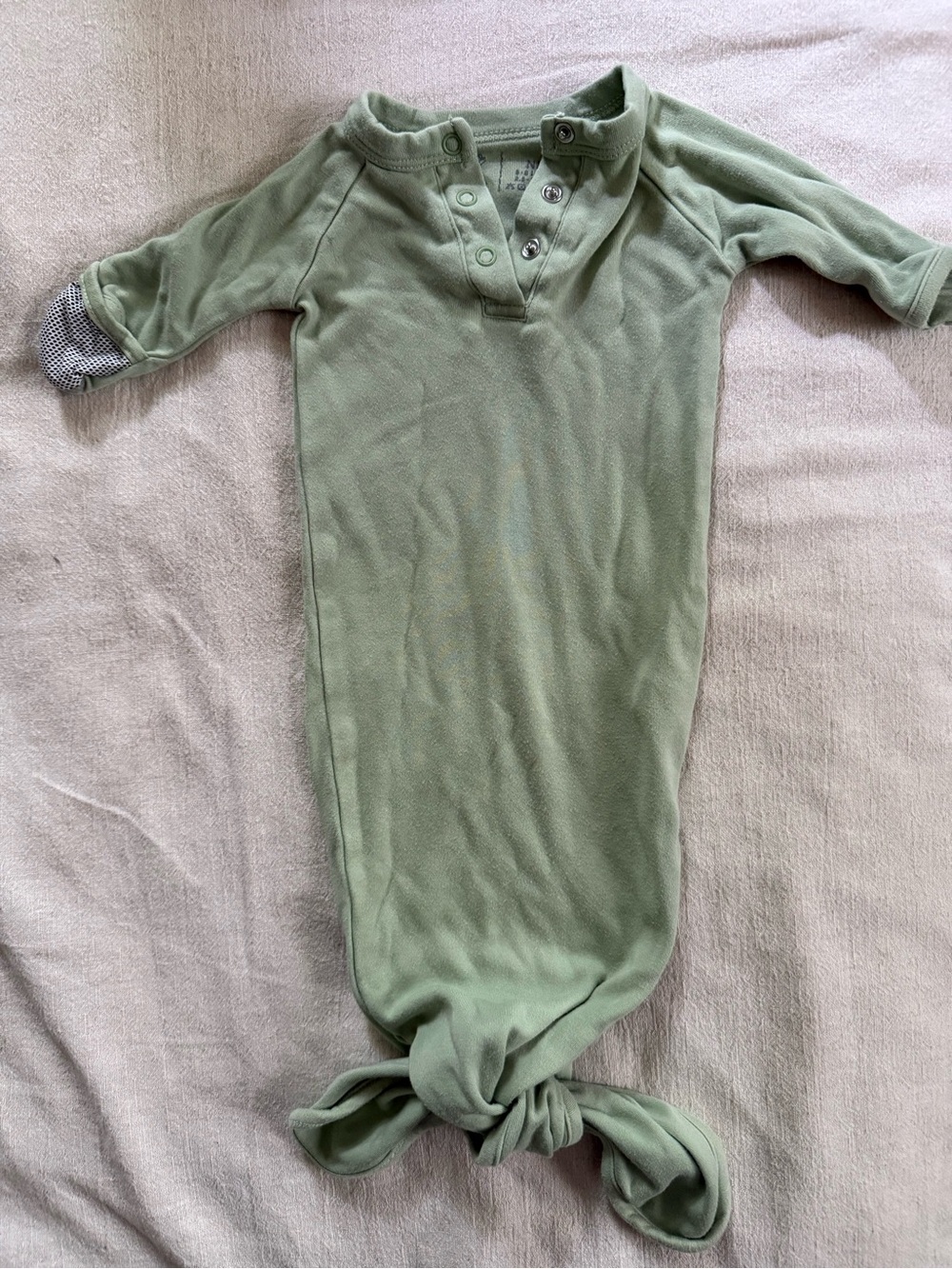 Soft Sage Green Baby Knot Gown Goumi Kids Newborn